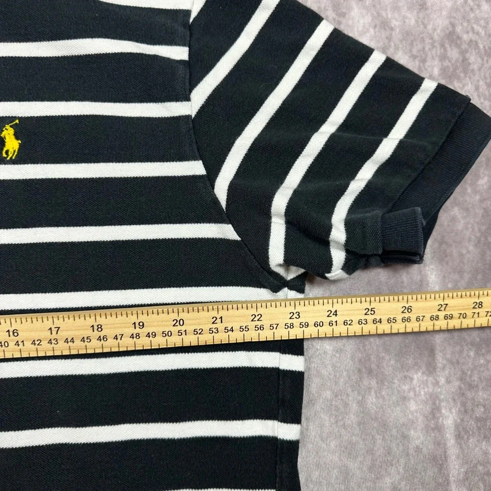 Vintage Polo Ralph Lauren Striped Polo Shirt Men XL Black White Cotton Pique 90s